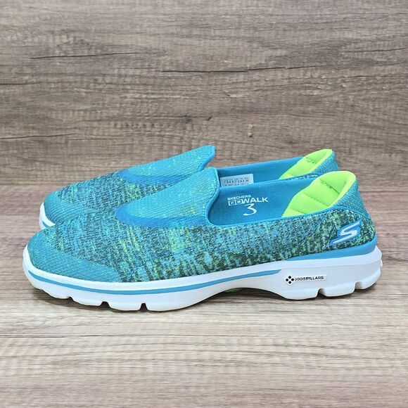 Skechers Go Walk 3 Women's Size 7.5 Teal Slip On Comfort Shoes (14057) - Picture 3 of 9